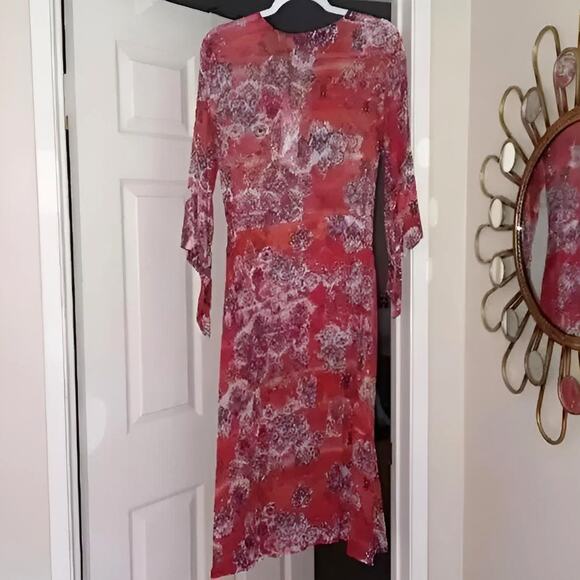 NWT IRO Paris Gramy Printed Midi Dress Red Boho Wrap Effect Size M - Picture 4 of 10